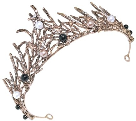 Hohopeti Barroca Negra para Novia Perlas Tiara Nupcial Elegante para Boda y Cumpleaños Adorno de Cabeza para Mujer y Dama de Honor