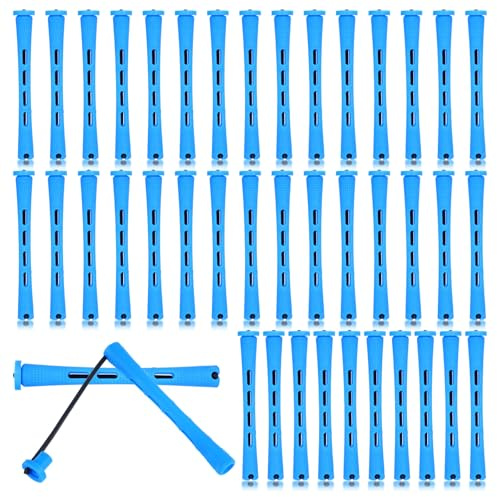 DOPENSPI Lot de 40 bigoudis permanents - En plastique - 9 mm - Pour permanente et permanente - Bleu