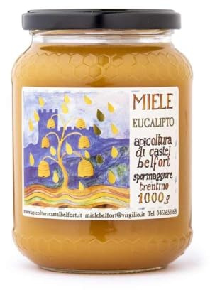 Apicoltura Castel Belfort - Miele di Eucalipto 100% Italiano, Lavorato a Freddo, Miele Naturale Artigianale, Ideale per Merende, Formaggi e Dolci, 1 kg