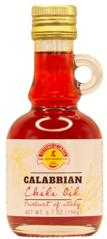 TuttoCalabria - Aceite Infusionado con Chile Calabrés - Pimientos de Calabria Infusionados Con Aceite de Oliva Virgen Extra 100% - 190 G