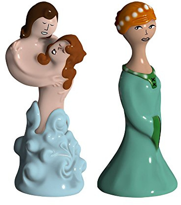 Alessi Amgi42set2 Paolo E Francesca, Beatrice, Set mit Zwei Figuren aus Porzellan, handbemalt