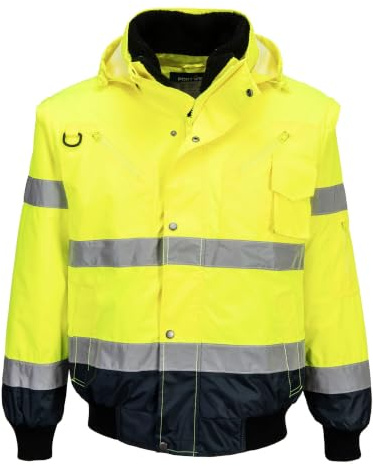 Portwest C465YNR4XL Bomber Bicolore Haute Visibilité 3 en 1, Jaune/Bleu Navires, 4XL