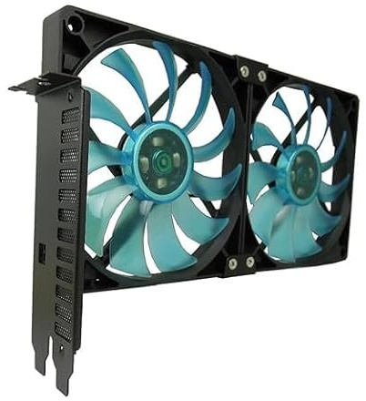 Gelid Solutions PCI Slot Fanhalter - 2 x Slim 120mm UV Blauer Fan - Hoher Luftstrom mit leisem Betrieb - Größen 254 x 43.7 152(mm)