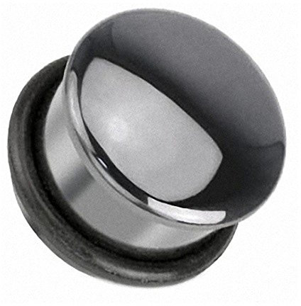 Piercingfaktor Ohr Plug Flesh Tunnel Piercing Ohrpiercing gewölbter Hämatit Stein Single Flared 4mm