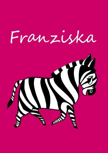 personalisiertes Malbuch / Notizbuch / Tagebuch - Franziska: Zebra - A4 - blanko - pink