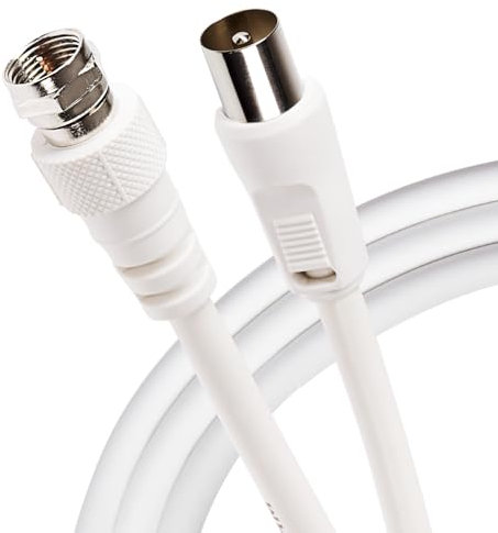 Maplin Cavo coassiale per antenna satellitare con connettore F maschio a RF maschio, 5 m, colore: Bianco