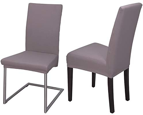 Staboos Stuhlhussen 2er Set - Hohe Elastizität - Stuhlbezug 2er Set - ÖKO TEX Zertifiziert (Taupe-Braun)