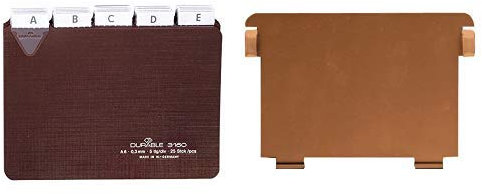 Durable 316011 Leitkarten (A6 quer) 25-teilig, 1 Stück & HAN 6, Metall-Stützplatte DIN A6 quer, für HAN Holz-Karteikästen und Karteitröge, braun