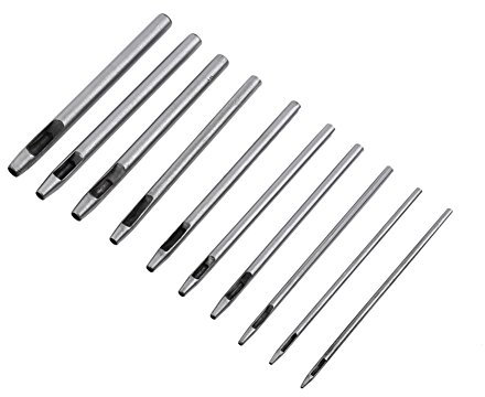 Leder Locher Cutter 10 Stück rundes Hohlloch Locher Set aus massivem Stahl mit langen Griffen für Leder Bastelkleidung Handtaschen Jacke Gurtband