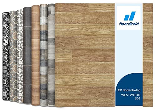 Floordirekt PVC Bodenbelag Meterware nach Maß Vinylboden, CV Linoleum für Küche & Balkon in Holzoptik, Fliesenoptik, Steinoptik - robust & pflegeleicht 100 x 300 cm | Spark | Westwood S02
