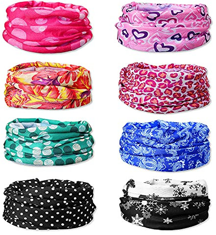 GOTRUST 8 Stück Gedruckt Bandanas Multifunktionstuch, Wahl Kopftuch, Stirnband Multifunktionstuch Schal UV Residenz für Yoga,Wandern,Reiten,Motorradfahren