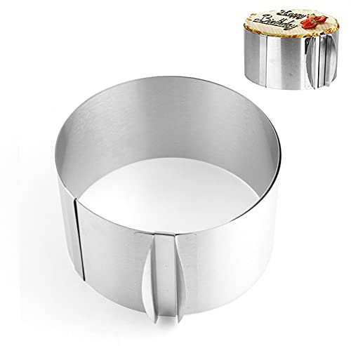 Ydhoud 1 Stück Gebäckring, verstellbar, für Kuchen, hoch, Edelstahl, Backring 16 cm, 30 cm, mit variablem Ring für kleine und große Kuchen, Silber, 16 x 8,5 cm