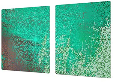 Big Kitchen Board & Induction Cooktop Cover – Glass Pastry Board – Single: 80 x 52 cm (31,5” x 20,47”); Double: 40 x 52 cm (15,75” x 20,47”); DD34 Rusted Textures Series