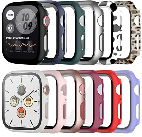 JZK 12 Stück Schutzhülle für Apple Watch Series 8 / Series 7 41mm, Gehärtetes mit Glas Displayschutz, Vollschutz HD Ultradünne Kratzfest Case für iWatch 8/iWatch 7 41mm