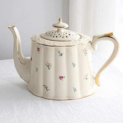 Crysdaralovebi Théière française rétro - Tasse à café avec bord doré - Tasse à café - Tasse à thé - Tasse à thé - Style anglais - Pour restaurant, bar, café (pot de fleurs)