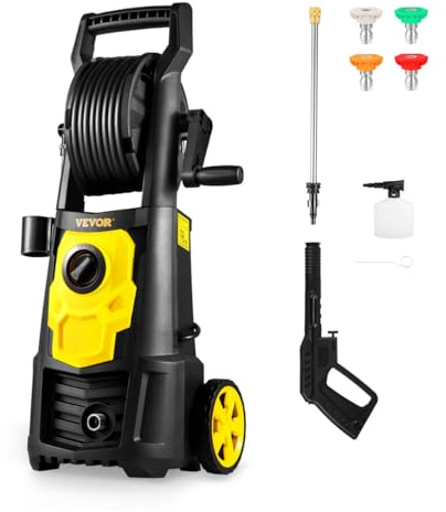 VEVOR Electric Pressure Washer, 2000 PSI, Max. 1.76 GPM Power Washer w/ 30 ft Hose, 5 Quick Connect Nozzles, Foam Cannon, Portable to Clean Patios, Cars, Fences, Driveways, ETL Listed