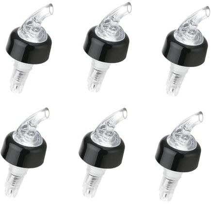 Chabrias Ltd 6 Pack 30ml Clear Measured Liquor Bottle Pourers UK Made – Quick Shot Spouts for Spirits, Wine, Cocktails, Home Bar & Kitchen Use Bar Spirit Pourer