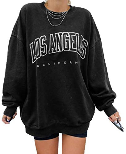 GeGekoko Donna Felpa con Cappuccio Lunga Classica Hoodie Oversize Vintage di Los Angeles Tempo Libero Sport Fitness Outdoor Basic Casual