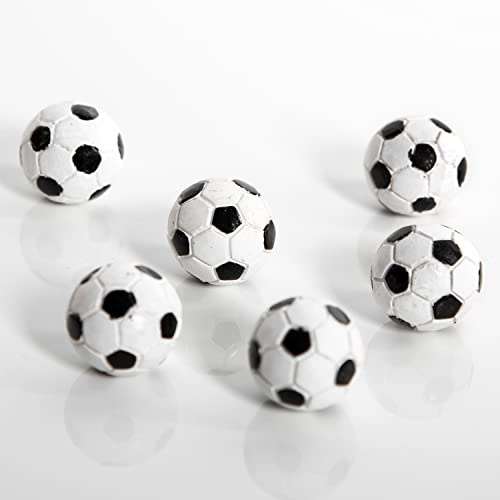 Logbuch-Verlag 6 Mini palloni da Calcio Bianco Nero Palline Decorative Decorazione da Tavolo Europei 2024 Decorare Festa Compleanno Tema Calcetto Campionato 2 cm