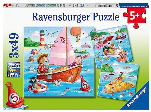 Ravensburger Kinderpuzzle - 05720 Auf dem Wasser - 3x49 Teile Puzzle für Kinder ab 5 Jahren
