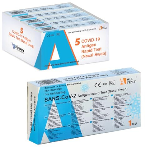 ALLTEST 5 Tamponi NASALI Rapidi Covid 19 / Tampone nasale per l'Antigene SARS-COV-2 || Validato per le nuove Varianti 2024