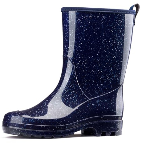 HISEA Women's Mid Calf Rain Boots, Waterproof Garden Shoes Glossy Rubber PVC Rainboots with Wide Toe Box, Lightweight Outdoor Boots for Gardening, Farm, Yard Work, Dog Walking