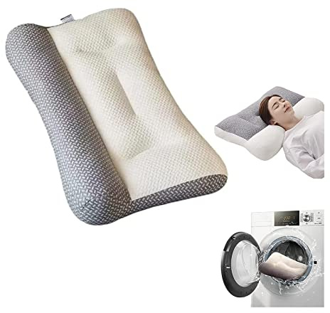 WANWEN Super Ergonomic Pillow, 2023 New Adjustable Ergonomic Pillow, Orthopedic Pillow for Sleeping, for all Sleeping Positions Cervical Contour Pillow Neck (Cylindrical Gray,48 * 74 cm)