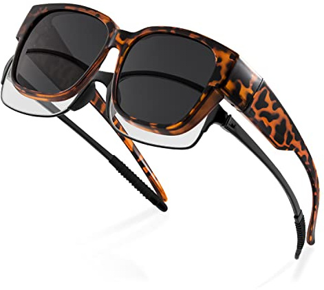 RivaSol Polarisierte Sonnenbrille Herren Damen mit Schildkröten-Muschel, polarisierte geschützte Gläser, passt über verschreibungspflichtige Brille für Brillenträger, Überbrille, braun