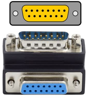 chenyang DB15Pin Male to Female Extension Adapter DSUB RS232 15Pin D-subminiature Connector 90 Degree Down Angled