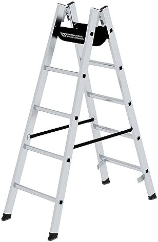 PROREGAL Sprossen-Stehleiter | 2x5 Sprossen | Leiter, Teleskopleiter, Trittleiter, Bockleiter, Sprossen-Doppelleiter