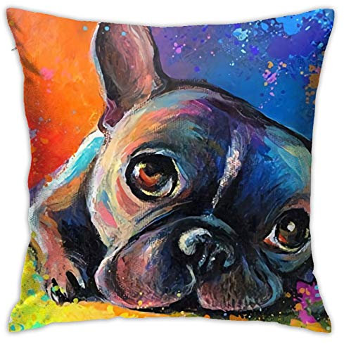Kissenbezug, französische Bulldogge, dekorativer Überwurf-Kissenbezug, weiche Kissenbezüge, 40 x 40 cm, für Schlafzimmer, Sofa