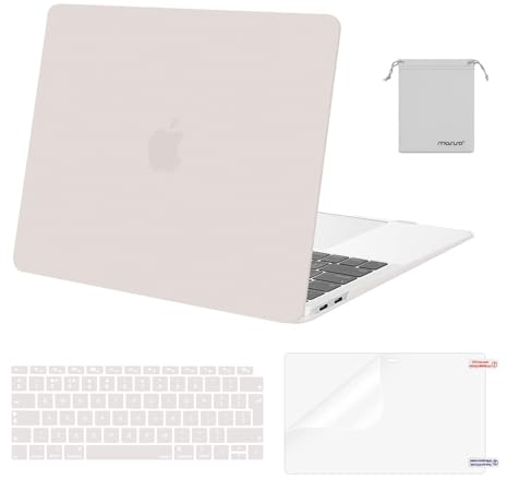 MOSISO Kompatibel mit MacBook Air 13 Zoll Hülle M1 2021 2020 2019 2018 | Schutzhülle Hartschale für MacBook Air M1 Hülle A2337 A2179 A1932&Tastaturschutz&Displayschutz&Beutel, Steingrau