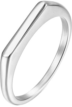 Homxi Damen Edelstahl Ring,Rechteck 2.3MM Ringe für Damen Silber Verlobungsringe Damen