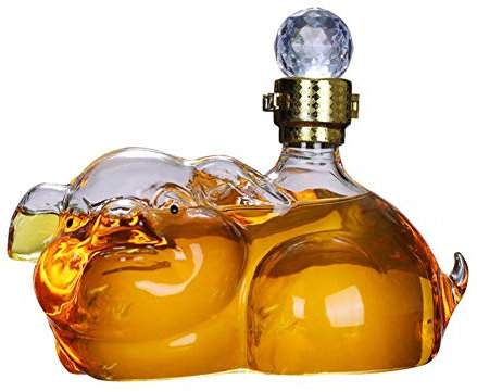Decanter per vino, maiali decanter con cristalli complessi e particolari nel decanter per vino per whisky Bourbon (colore: trasparente 2, dimensioni: 1000 ml)
