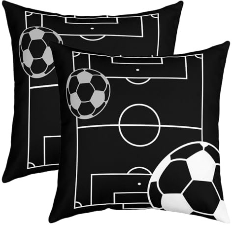 richhome Fußball Schwarz Weiß Wurf Kissenbezüge, Abstrakte Geometrische Hexagon Linien Kissenbezüge 45x45 Für Auto RV Camper Büro, Jungen Teens Sport Liebhaber Set Von 2