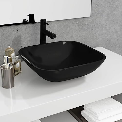 Générique Lavabo Verre 42x42x14 cm Noir,Quincaillerie,Plomberie,Équipements sanitaires,Éviers & lavabos,Lavabos,7.04 kg,Noir,345248