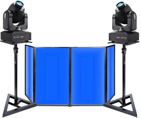 Ibiza - Set mit 2 Scheinwerfern DMX PARTY-SPOT7 10 W – 2 Standfüße SST02 – Vorderseite 120 cm Lycra – DJ Abend Party