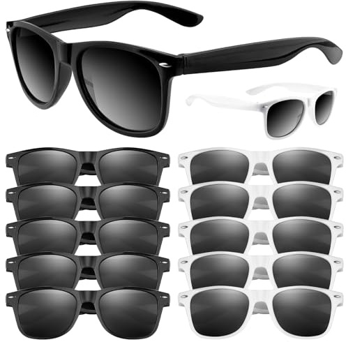 ASTARON Solglasögon, bulk, 6/12/24/48-pack neonsolglasögon, festgåvor för sommar, strand, pool, bröllopsfest, bra present till pool, födelsedagsfest tillbehör, godispåse, Svart och vit