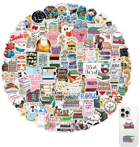 100 Pezzi Leggi il Libro Adesivi Vintage, Adesivi per Reading, Sticker in Vinile Impermeabili, Sticker da Lettura per Laptop, Scrapbook, Diario, Skateboard per adulti adolescenti