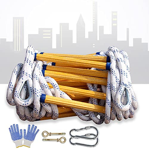 PNAJFUEL Seilzugleiter,Sicherheitsleiter Feuerleiter, Feuerleiter 1-Stöckig Anti-Rutsch Seilzugleiter,Sicherheitsleiter Notfall Feuerleiter/40Cm Spacing/10M/32.8Ft