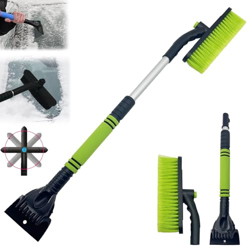 Coffee Life Plus windschutzscheibe eiskratzer,Auto Eiskratzer, 2 in 1 Eiskratzer Auto mit Besen, 64-80cm Auto Eiskratzer mit Eisbrecher Funktion, für PKW, LKW und SUV Eiskratzer (Grün)