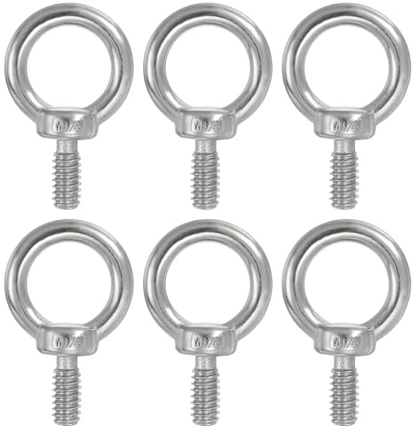 PATIKIL Pernos De Ojo De Elevación UNC1/4-20, 6 Pcs Acero Inoxidable 316 Grado Marino Anillo De Elevación Con Rosca Para Colgar Correas De Sujeción, Plateado