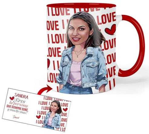 Kembilove® Taza personalizada con caricatura divertida para San Valentín – Cerámica 350 ml – Taza con foto – Regalo original para parejas y novio