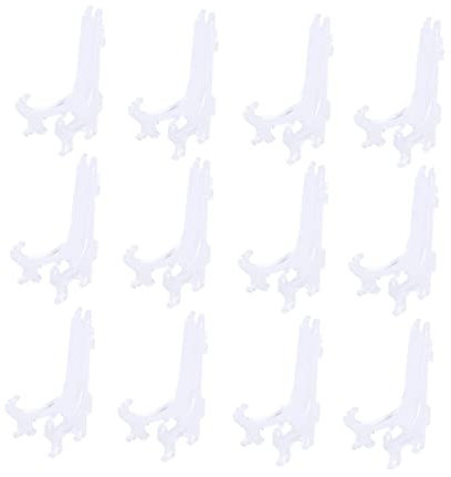 DECHOUS 12pcs Plate Tea Display Stand Elegant Curved Wooden Rack for Home Party Shop for Biscuit Confectionery Display