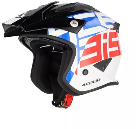 Acerbis Casco Jet Aria Graphic Blanco/Azul/Rojo, Talla L