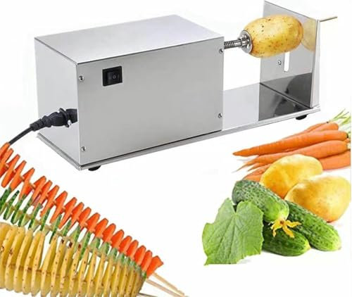 VYUJHNBG Affettatrice elettrica a Spirale per Patate, affettatrice Automatica per Patate allungabili, Macchina elettrica a Torre per Patate in Acciaio Inossidabile