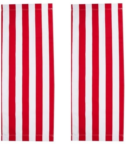 GORGECRAFT Lona de Repuesto para Silla de Playa de 115x43cm 2 Fundas para Sillas de Exterior de Repuesto con Rayas Rojas Y Blancas Tela Portátil para Silla Reclinable Ideal Relajarse En O el Patio