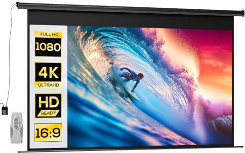HOMCOM Schermo proiettore da 120 pollici, 16:9 4K HD schermo di Proiezione motorizzato ed elettrico, schermo di Proiezione TV e Home theatre, Montaggio a Parete o Soffitto, Pannello di Controllo e