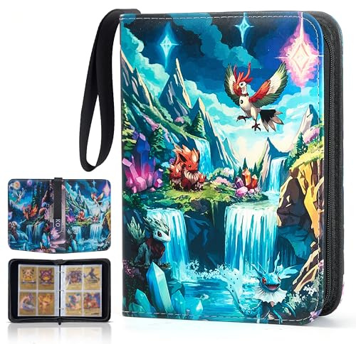 Classeur Carte à Collectionner 440 Cartes – Album de Rangement avec 50 Pages Sleeves, Range Carte à Fermeture Zip – Compatible avec Cartes Pokémon, Magic, One Piece – Idée Cadeau Collectionneur