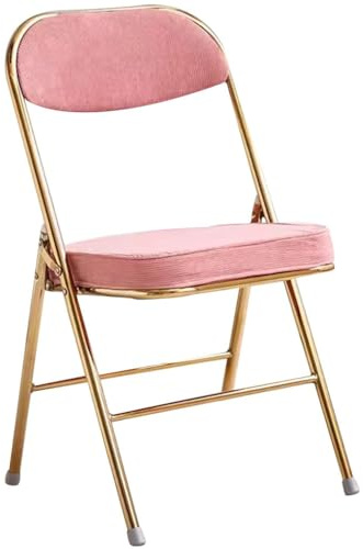 Tragbarer Deluxe-Klappstuhl, bequemer Samt, gepolsterter Esszimmerstuhl, stilvoller Empfangsstuhl mit Kissen, Rückenlehne, unterstützt bis zu 130 kg